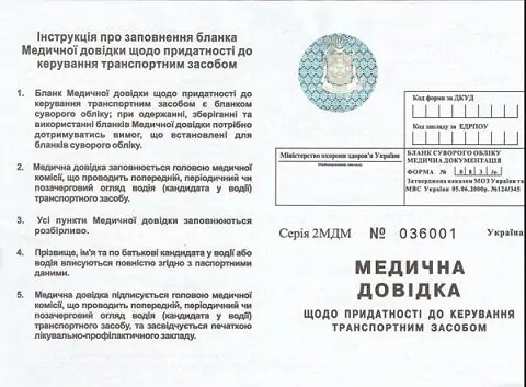 Медицинская справка для водителей (форма 083/о)